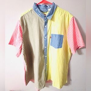 Levi's Shirt Men's XXL Colorful Striped Button Short Sleeve 90's VTG Look